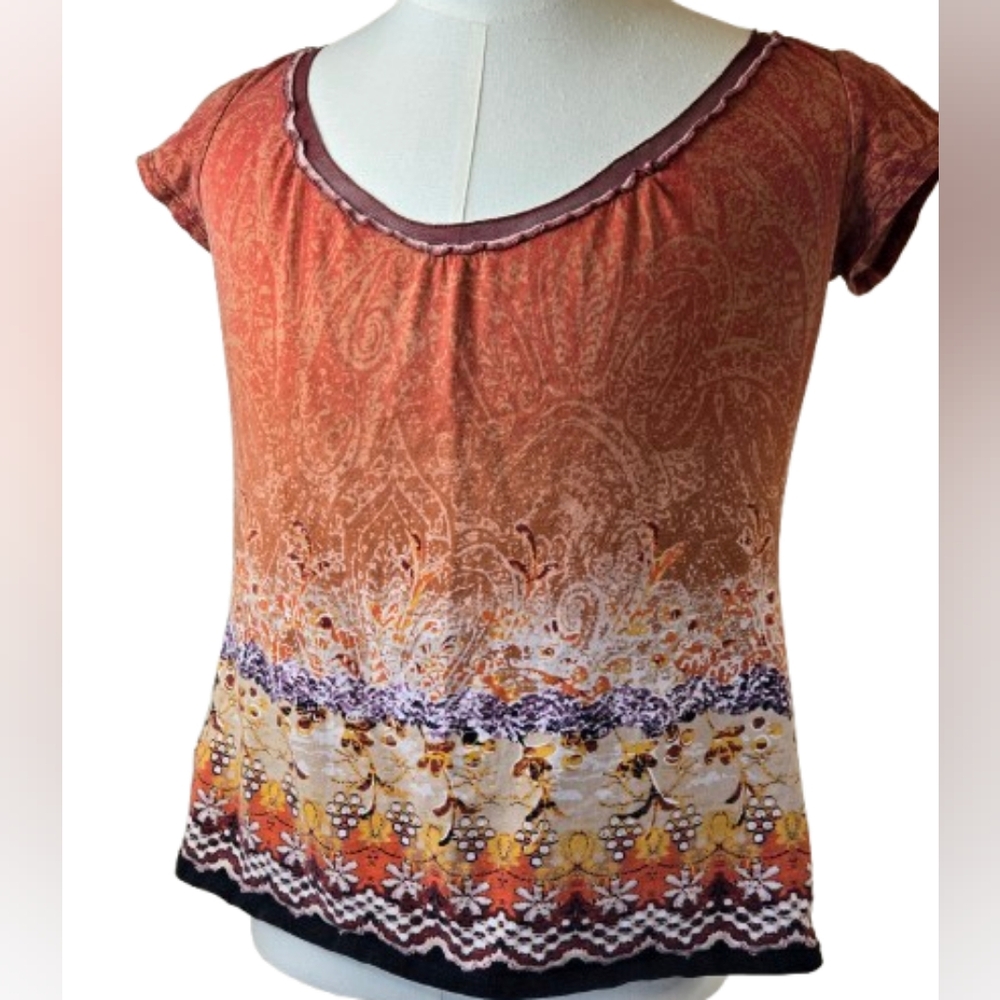 Axcess Boho Paisley Top Orange Small